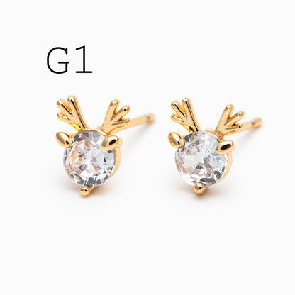 10pcs Gold/ Rhodium plated Brass Christmas Stud Earrings (GB-139)
