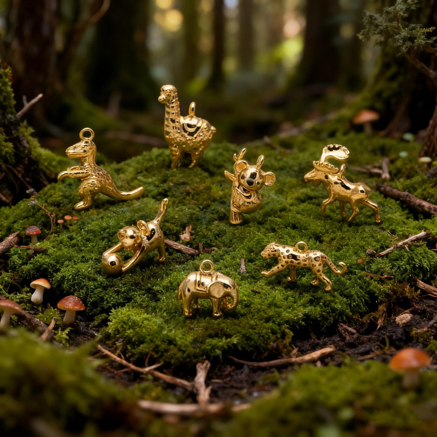 10pcs Gold Cute Animal Charm, Jewelry Making, Diy Material, Jewelry Supplies (GB-2707)