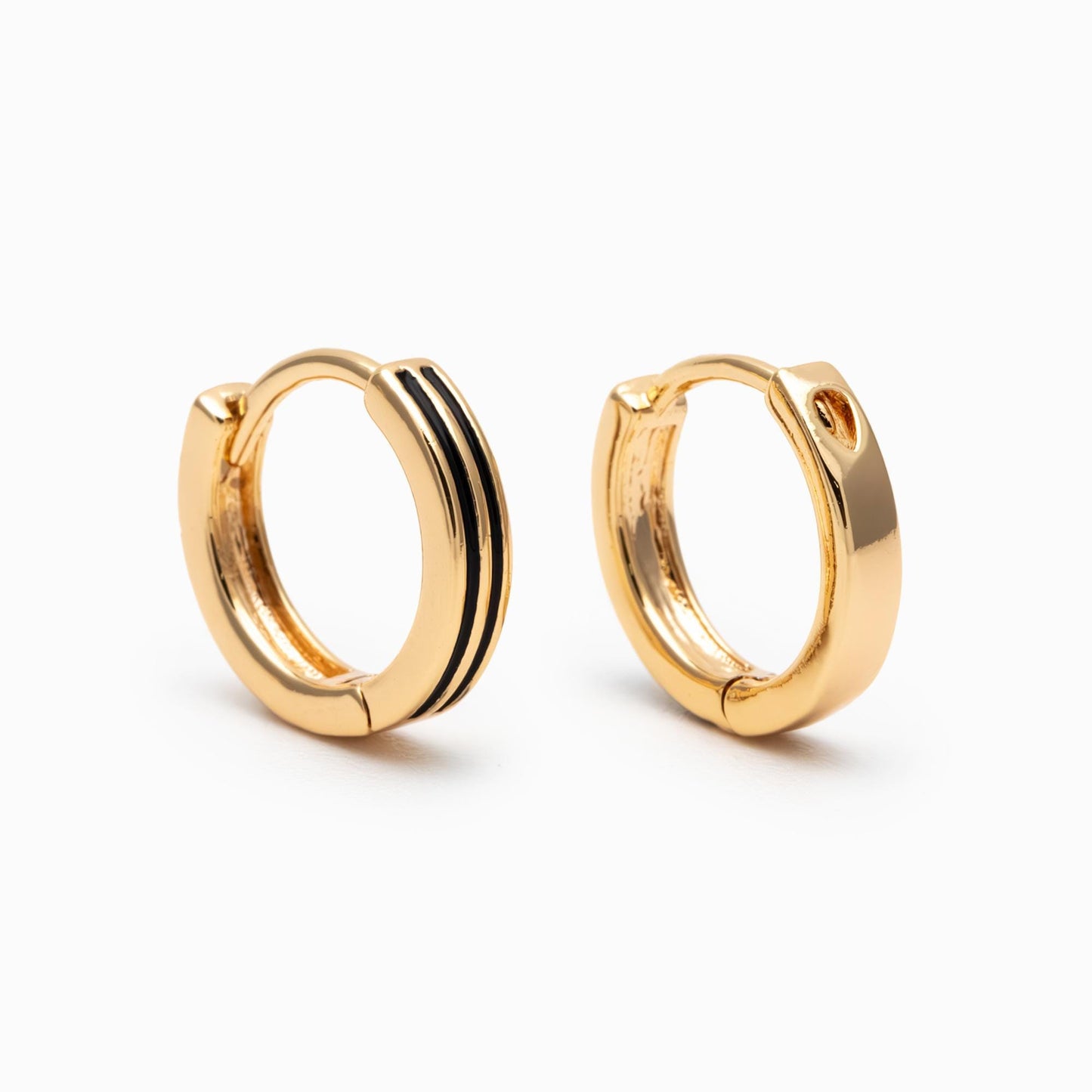 4pcs Gold Enamel Circle Hoop Earrings, 18K Gold plated Brass, Minimalist Huggie Earrings (GB-3717-B)