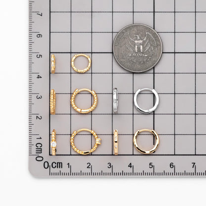 4pcs Minimalist Hoop Earrings, Gold/ Rhodium plated Huggie Earrings, Circle Earring (GB-2815)