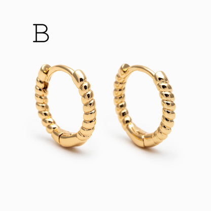 4pcs Minimalist Hoop Earrings, Gold/ Rhodium plated Huggie Earrings, Circle Earring (GB-2815)