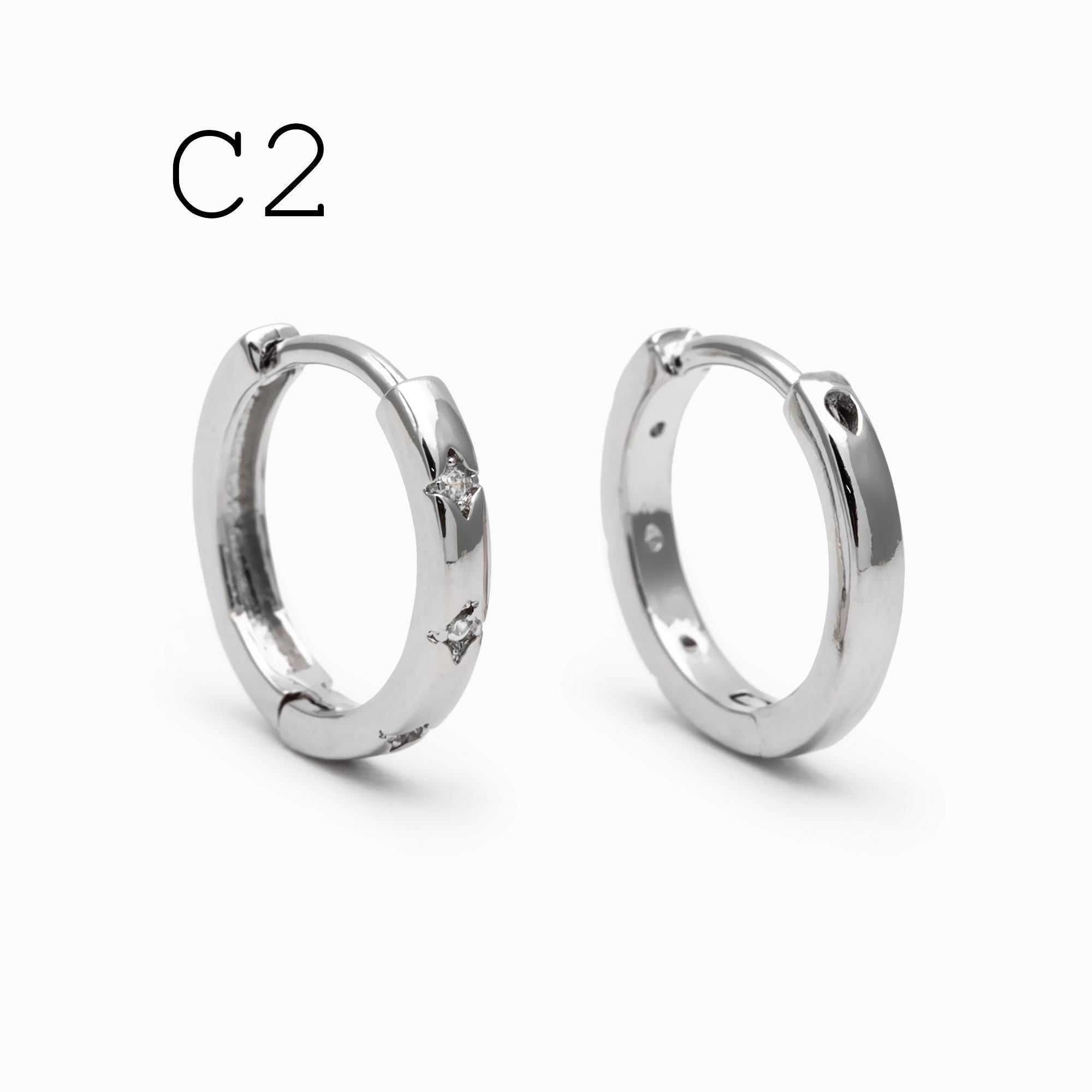4pcs Minimalist Hoop Earrings, Gold/ Rhodium plated Huggie Earrings, Circle Earring (GB-2815)