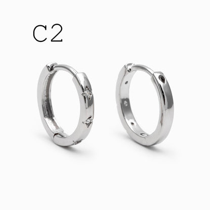 4pcs Minimalist Hoop Earrings, Gold/ Rhodium plated Huggie Earrings, Circle Earring (GB-2815)