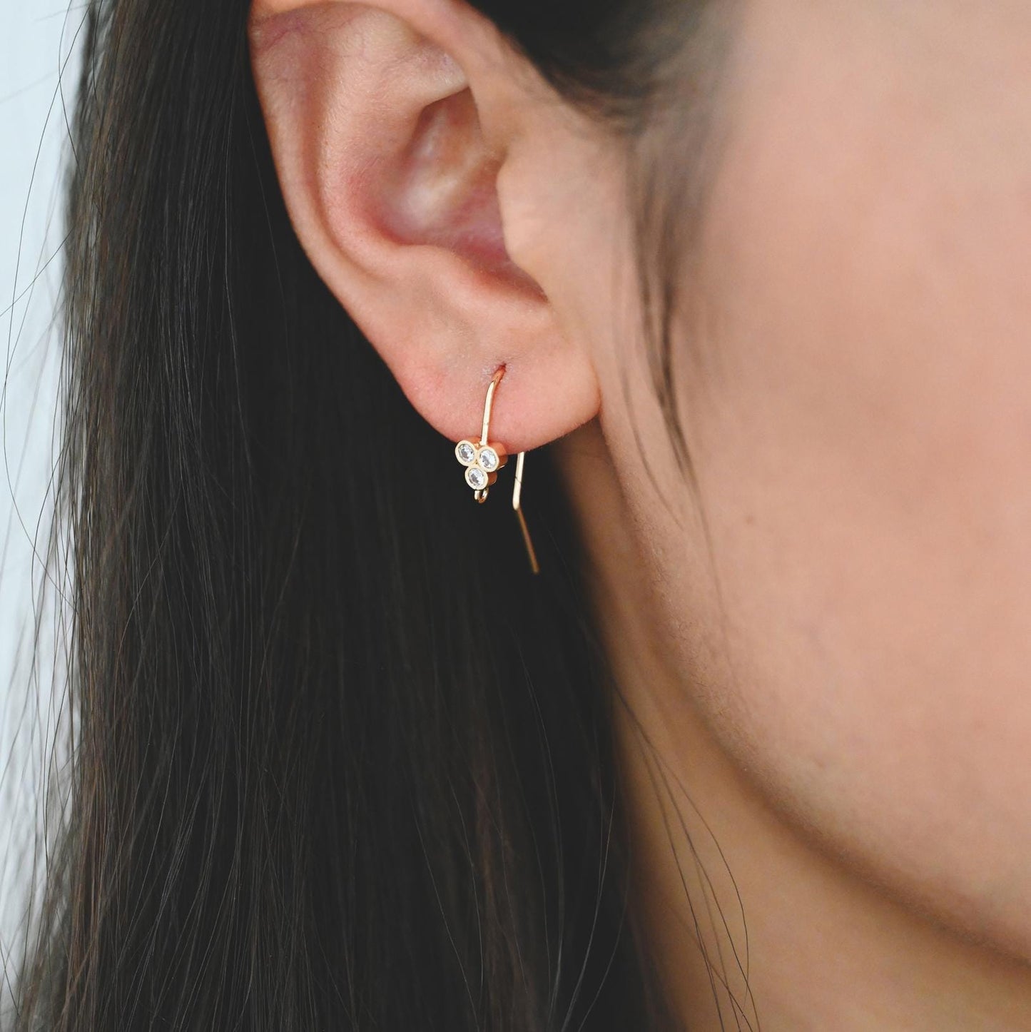 10pcs CZ Pave Earring Hooks with Loop, 18K Real Gold Plated Brass, Geometric Earwires (GB-1125)