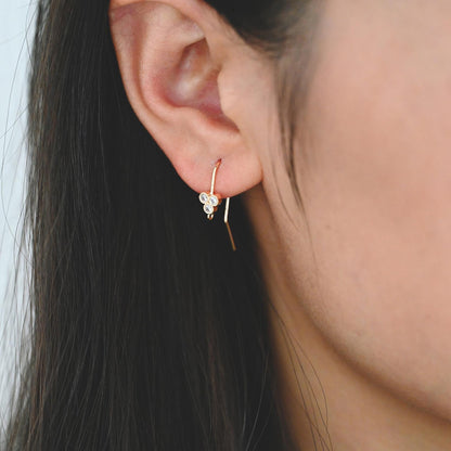 10pcs CZ Pave Earring Hooks with Loop, 18K Real Gold Plated Brass, Geometric Earwires (GB-1125)