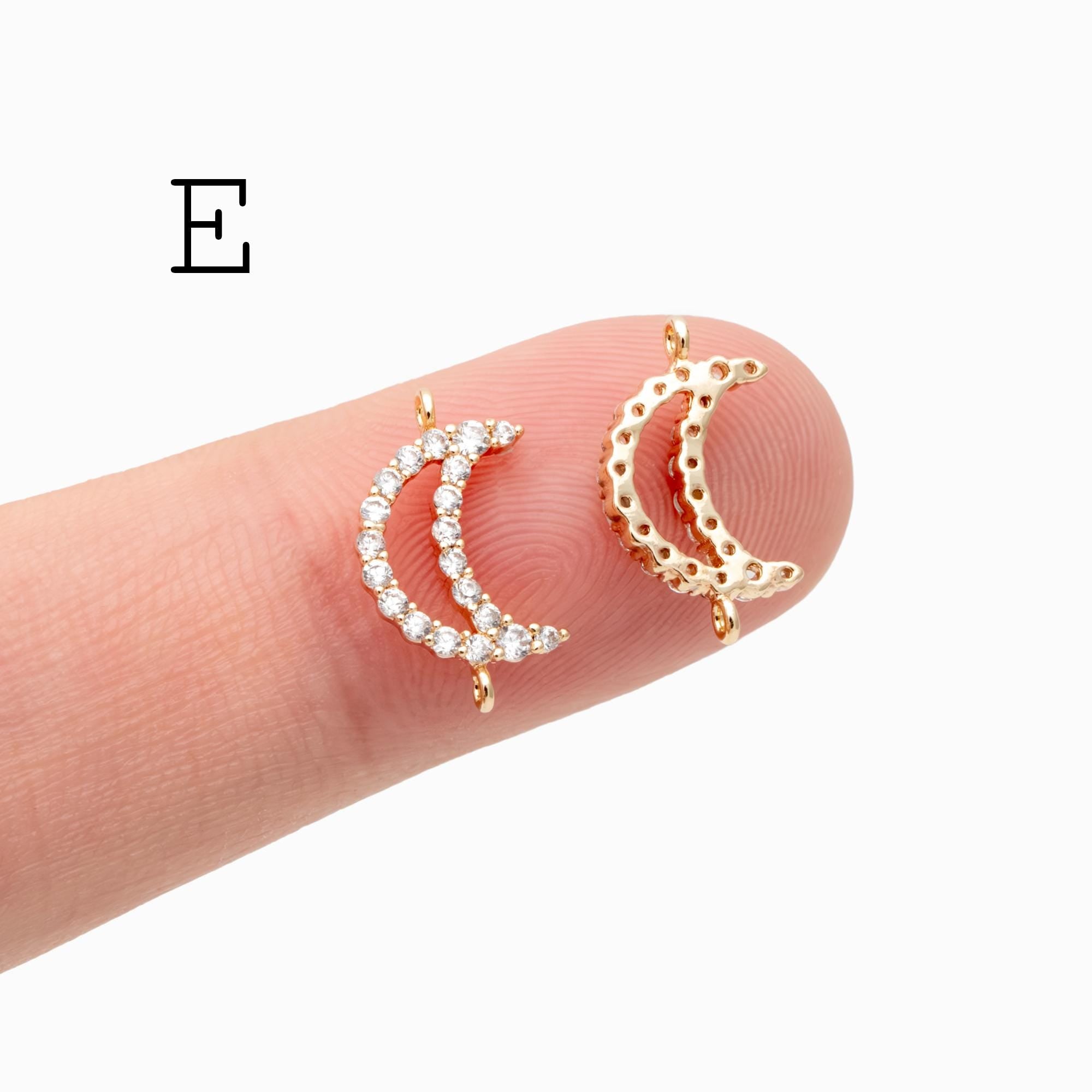 10pcs Gold/ Silver tone Moon Charms , 18K Gold/ Rhodium plated Brass, Moon Connector Pendants (GB-618)