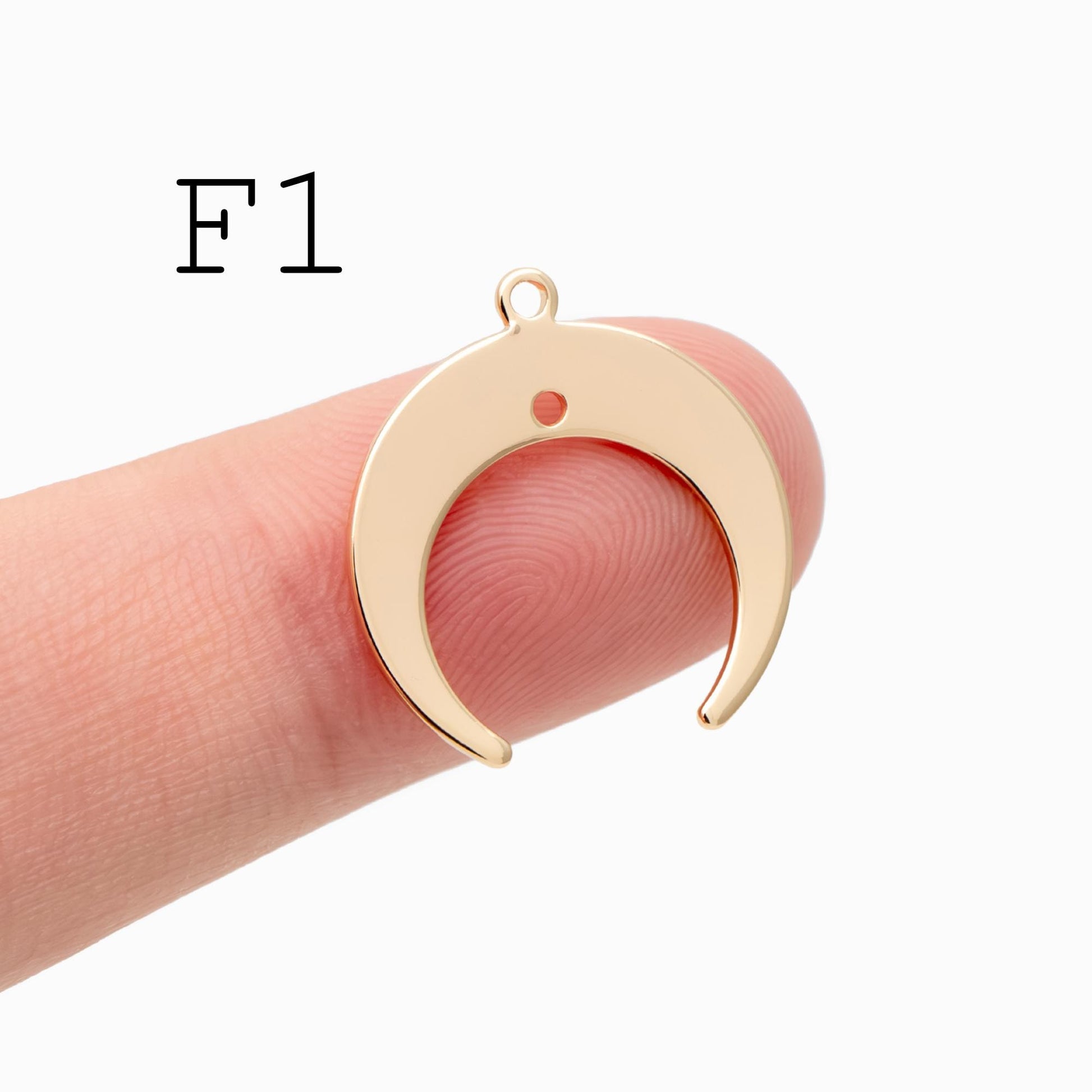 10pcs Gold/ Silver tone Moon Charms , 18K Gold/ Rhodium plated Brass, Moon Connector Pendants (GB-618)