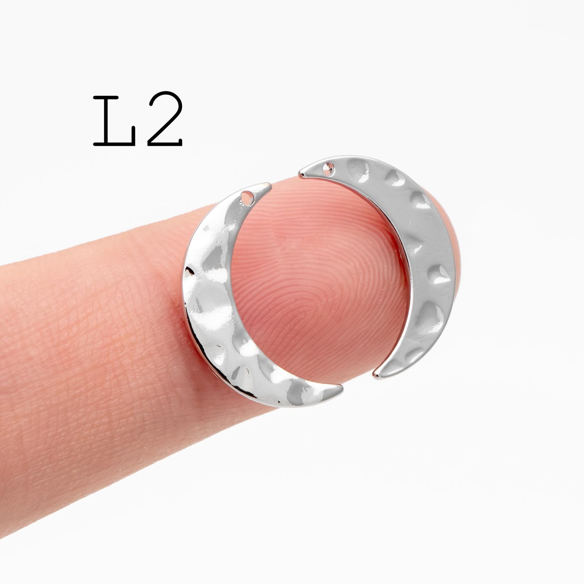 10pcs Gold/ Silver tone Moon Charms , 18K Gold/ Rhodium plated Brass, Moon Connector Pendants (GB-618)