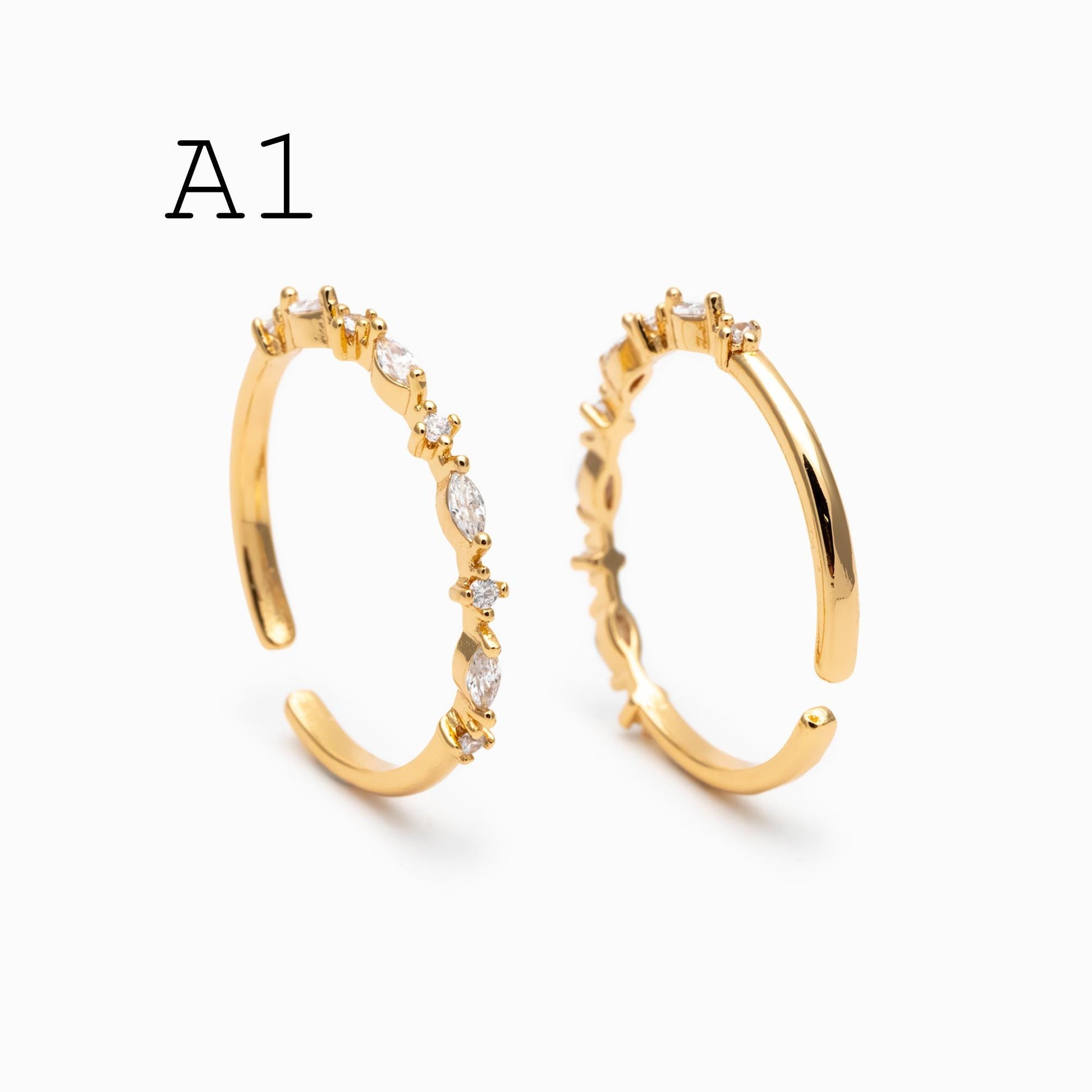 4pcs CZ Pave Finger Ring, Gold/ Rhodium plated Brass, Gift for Her, Stackable Ring, Minimalist Ring(#GB-4687)