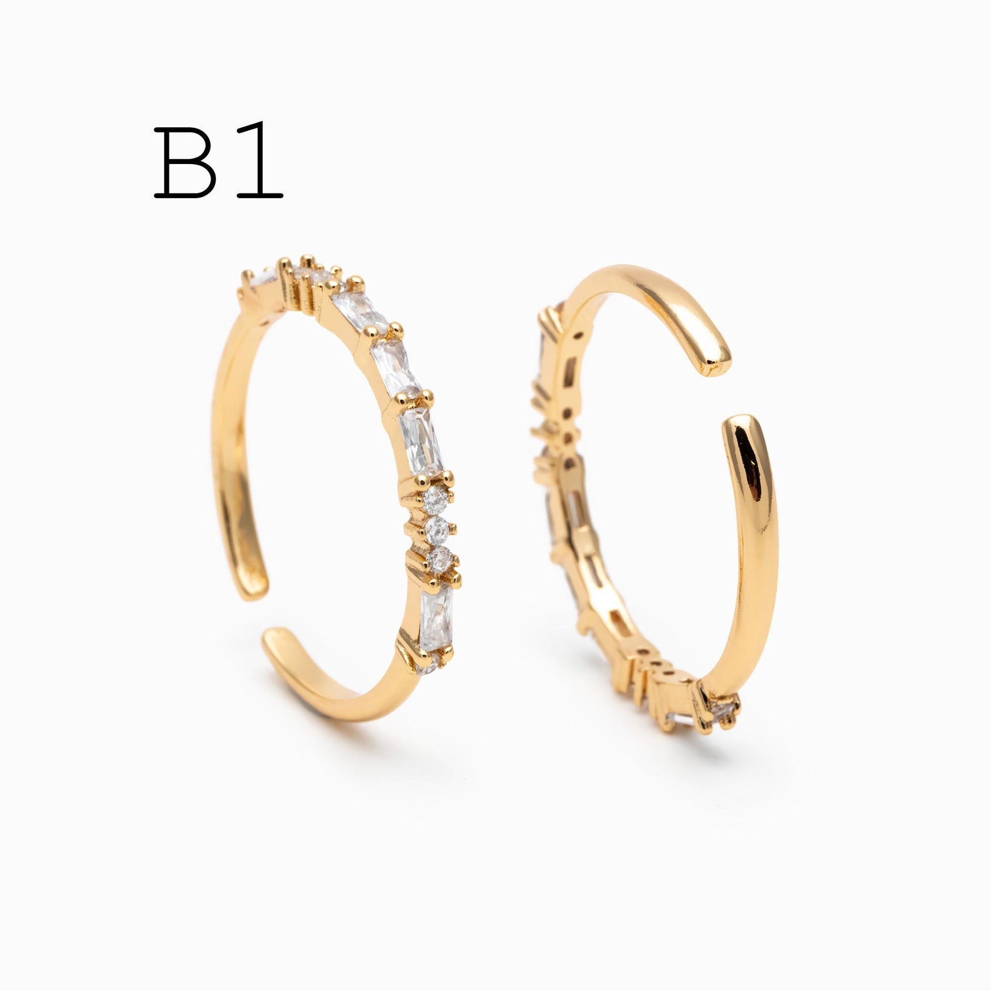 4pcs CZ Pave Finger Ring, Gold/ Rhodium plated Brass, Gift for Her, Stackable Ring, Minimalist Ring(#GB-4687)