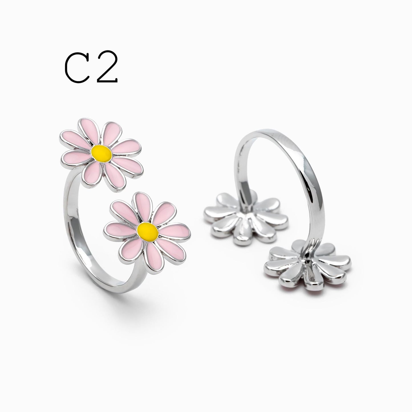 4pcs Gold/ Silver Tone Enamel Ring, Ladybug Ring, Daisy Ring, Everyday Ring, Dainty Rings, Adjustable Ring (#GB-4689)
