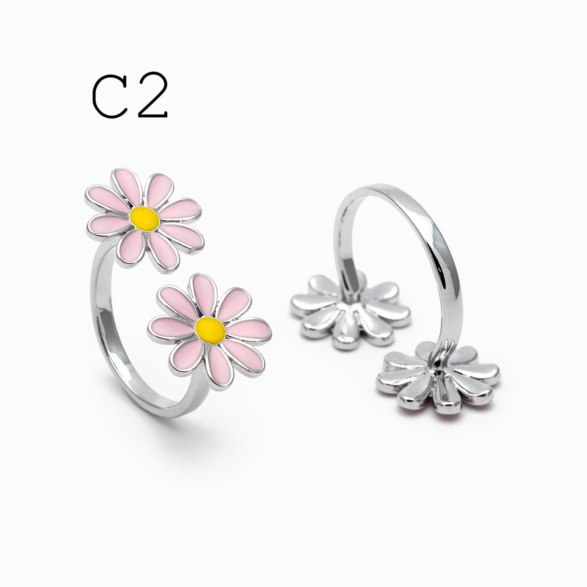 4pcs Gold/ Silver Tone Enamel Ring, Ladybug Ring, Daisy Ring, Everyday Ring, Dainty Rings, Adjustable Ring (#GB-4689)