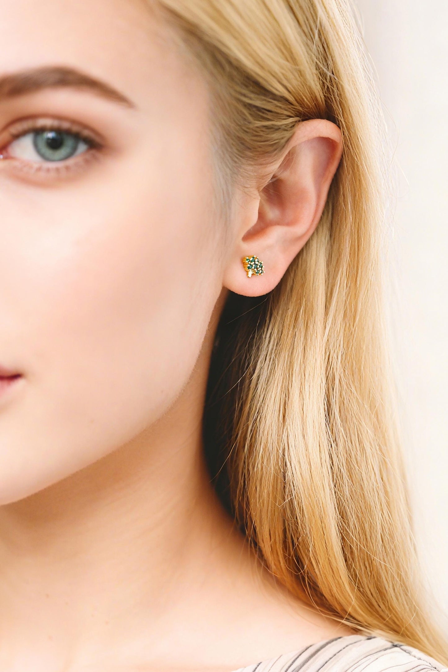 10pcs CZ Pave Gold Fruits and Vegetables Ear Posts, Gold Plated Brass Stud Earrings, Minimalist Summer Earrings (GB-3854)