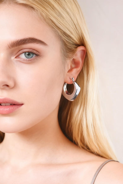 4pcs Gold/ Silver Tone Rhombus Hoop Earrings, 18K Gold/ Rhodium plated Brass, Huggie Earrings, Minimalist Earrings (GB-4596)