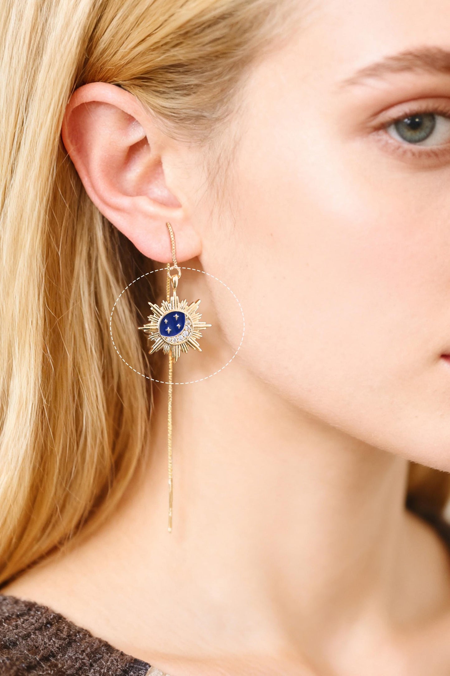 4pcs CZ Pave Enamel Gold Sun Moon and Star Charms, 18K Gold plated Brass, Jewelry Making, Diy Material, Jewelry Supplies (GB-2991-J)