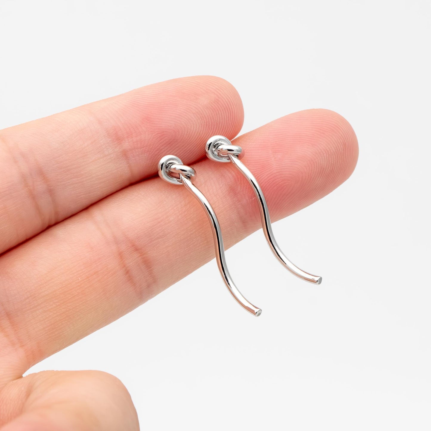 10pcs Silver Tone Knot Stud Earrings, Rhodium plated Brass, Minimalist Stud Earrings (GB-4693)