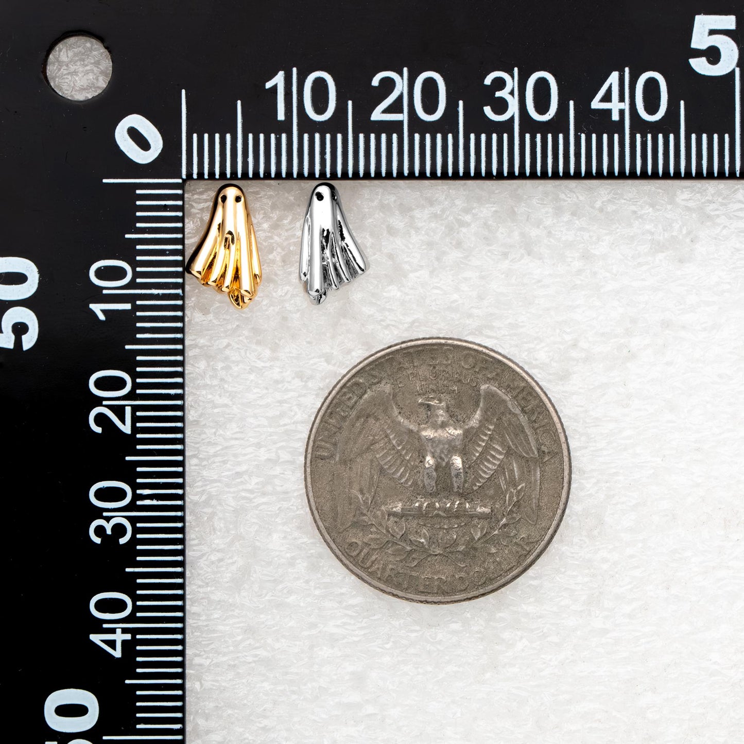 10pcs Gold Ghost Stud Earrings 11x7mm, Gold Plated Brass Minimalist Earrings (GB-4694)