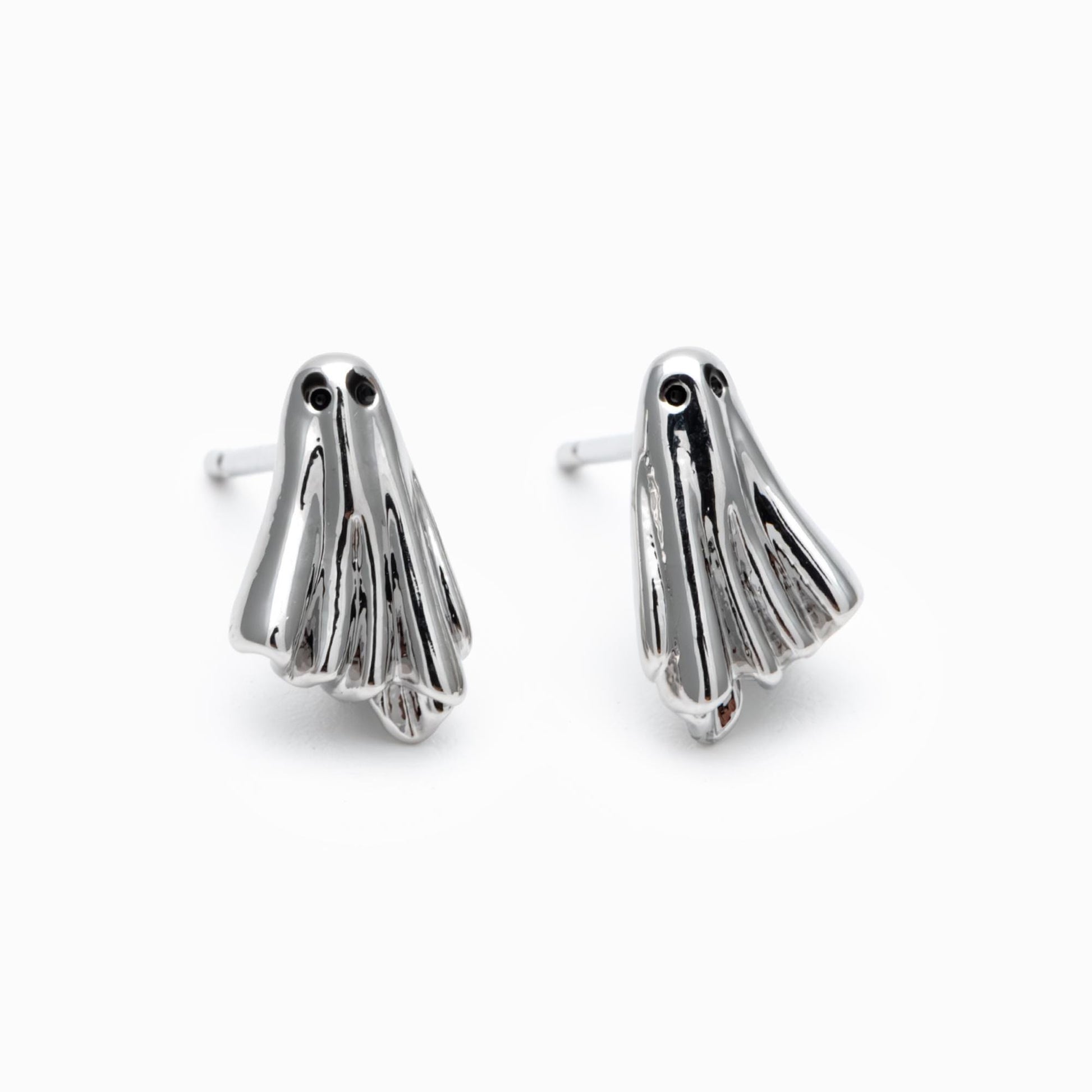 10pcs Gold Ghost Stud Earrings 11x7mm, Gold Plated Brass Minimalist Earrings (GB-4694)