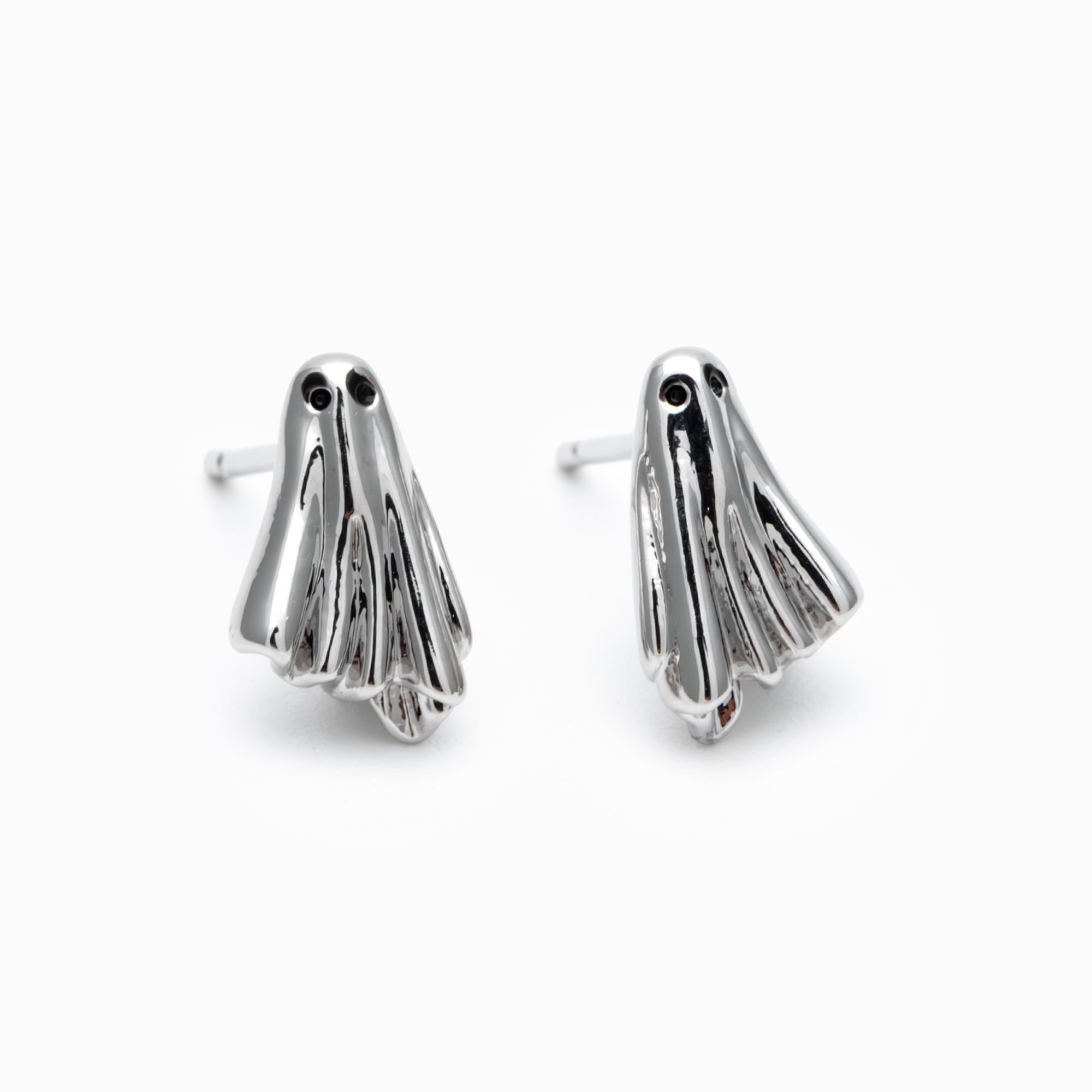 10pcs Gold Ghost Stud Earrings 11x7mm, Gold Plated Brass Minimalist Earrings (GB-4694)