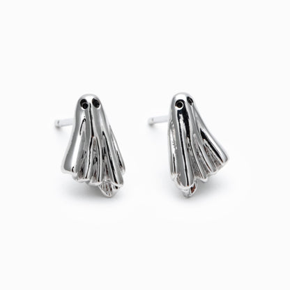 10pcs Gold Ghost Stud Earrings 11x7mm, Gold Plated Brass Minimalist Earrings (GB-4694)