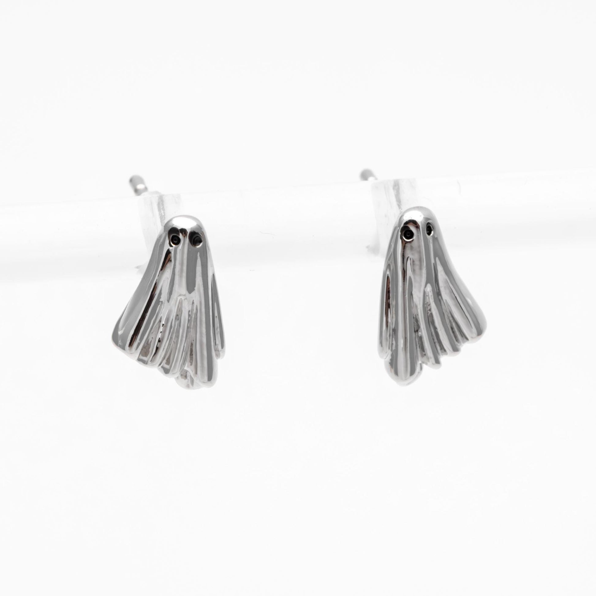 10pcs Gold Ghost Stud Earrings 11x7mm, Gold Plated Brass Minimalist Earrings (GB-4694)