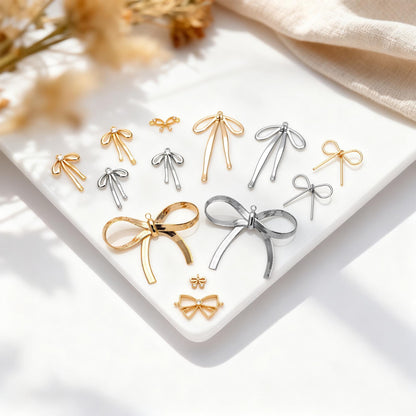 10pcs Gold/ Silver Bowknot Charms 18mm, Christmas Pendants, Bow Knot Pendant (#GB-2745)