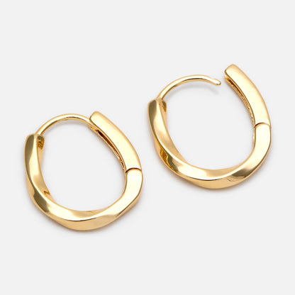 10pcs Gold/ Silver Twist Oval Earrings, Oval huggie earrings (GB-1656-E)