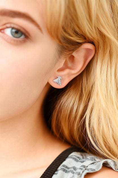 10pcs Gold / Silver Moth Earrings, Dianty Moth Earring Studs, Jewelry Supplies (GB-4686)
