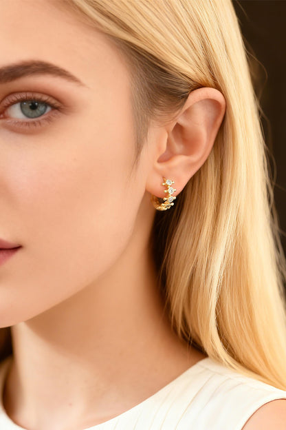 4pcs CZ Pave Hoop Earrings, Hoop Earrings, Dainty Huggie Earrings, Minimalist Earring, Small Gold Hoops Earring (GB-3894-C)