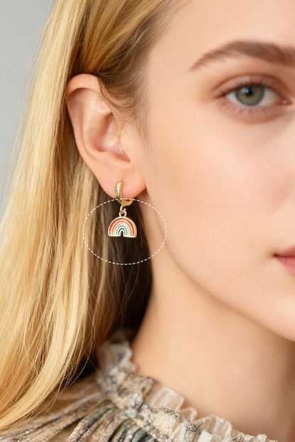 10pcs Enamel Rainbow Charms 9x10mm, 18K Gold plated Brass Rainbow Pendants (GB-3953)