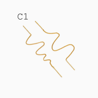 10pcs Gold/ Silver Ear Threader Earrings, Minimalist Style (GB-1735)