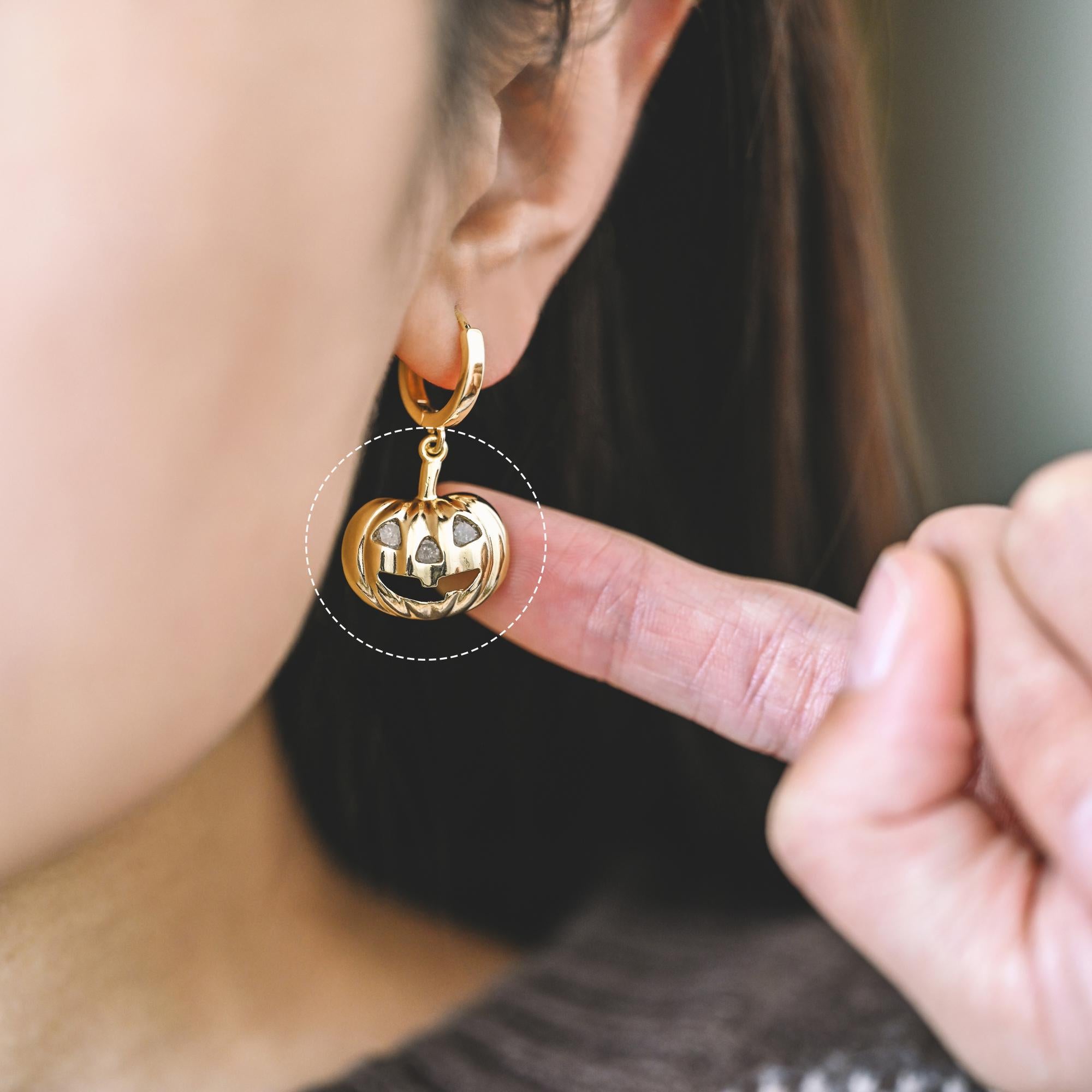 4pcs Gold CZ Pave Jack O Lantern Charm 20x18mm, Real Gold plated Brass, Halloween Pumpkin Pendants (GB-3941)