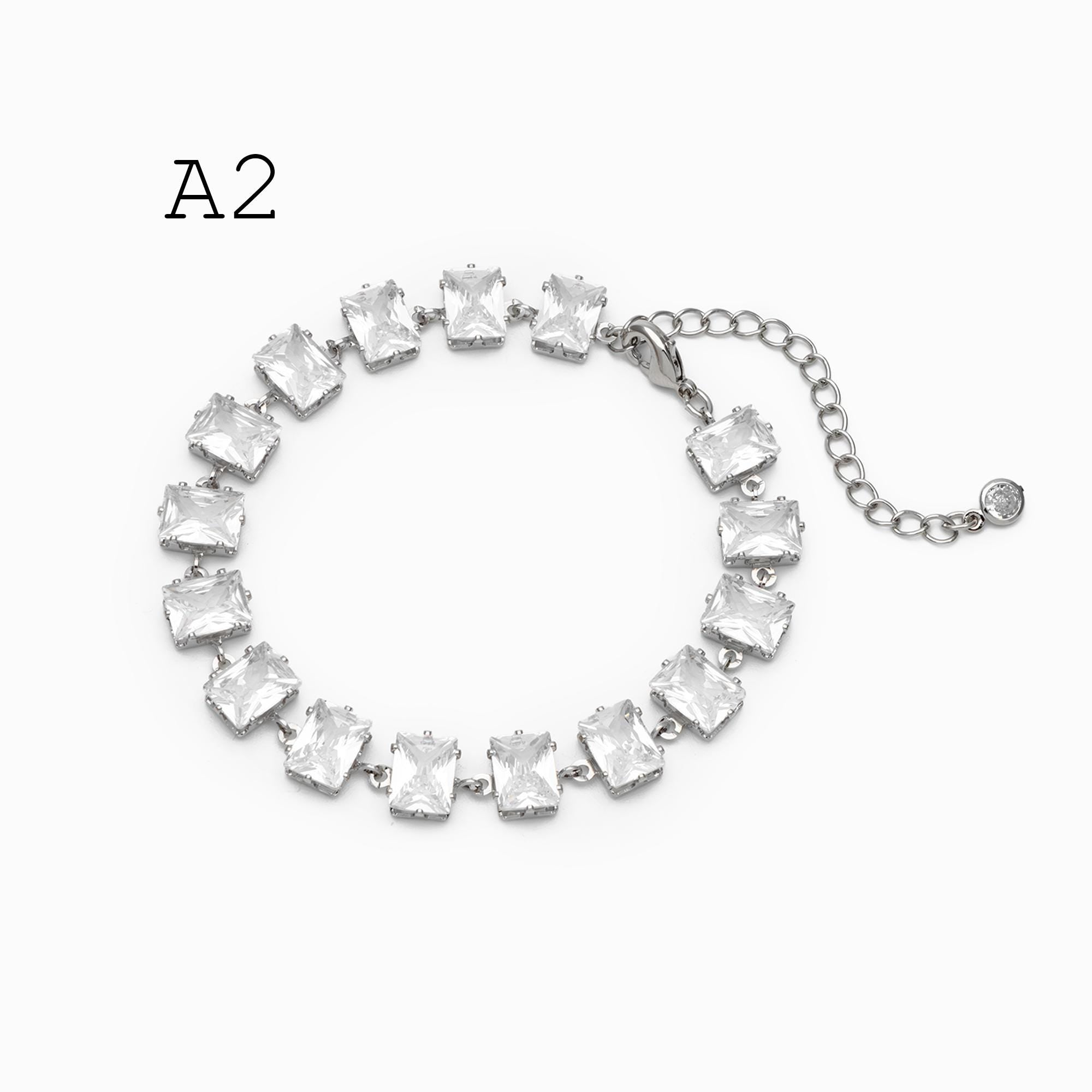 Sparkly CZ Pave Bracelet, Beaded Tennis Bracelets, Gold/ Rhodium plated Brass, Geometric Adjustable Bracelet (GB-4695)