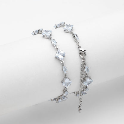 Sparkly CZ Pave Bracelet, Beaded Tennis Bracelets, Gold/ Rhodium plated Brass, Geometric Adjustable Bracelet (GB-4695)