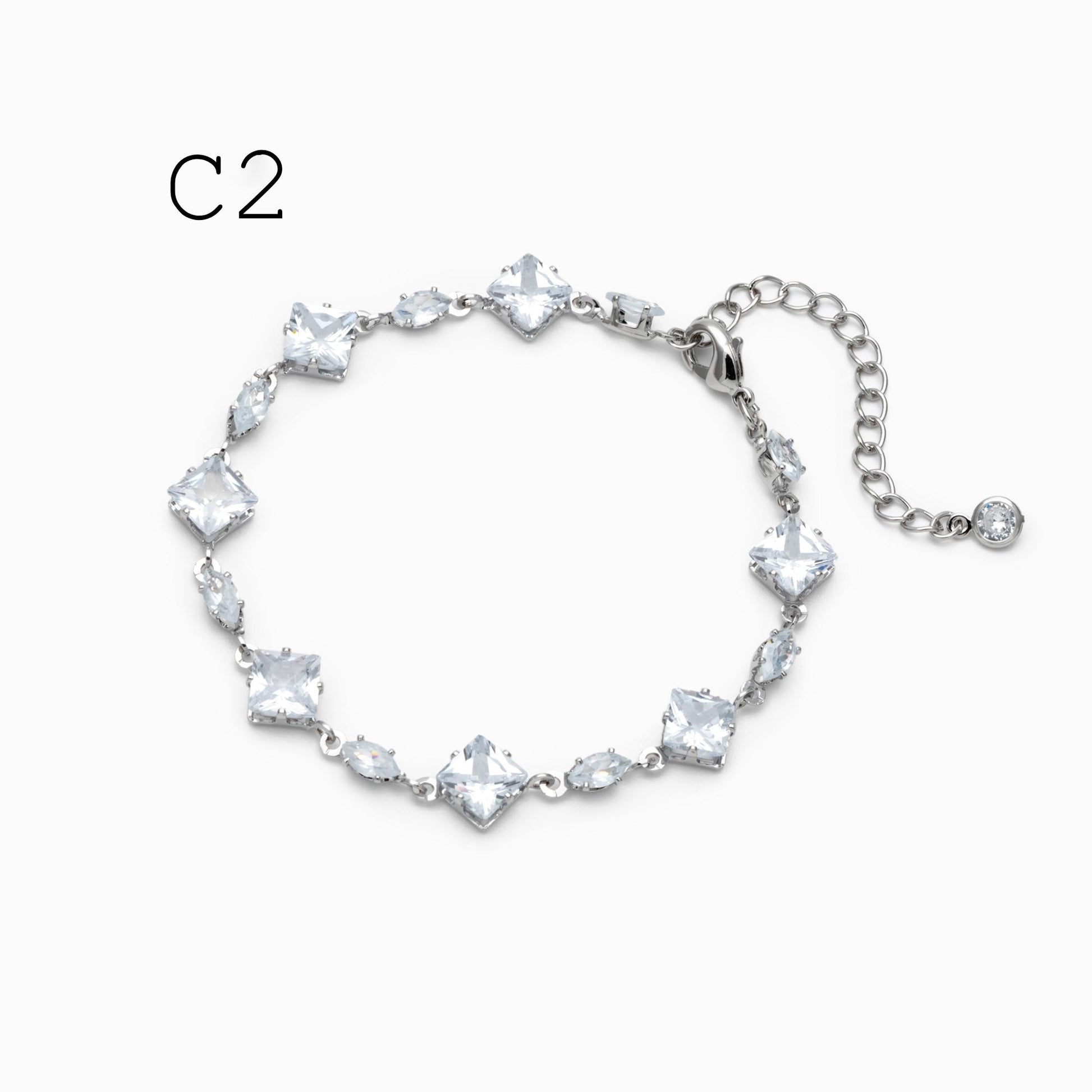 Sparkly CZ Pave Bracelet, Beaded Tennis Bracelets, Gold/ Rhodium plated Brass, Geometric Adjustable Bracelet (GB-4695)