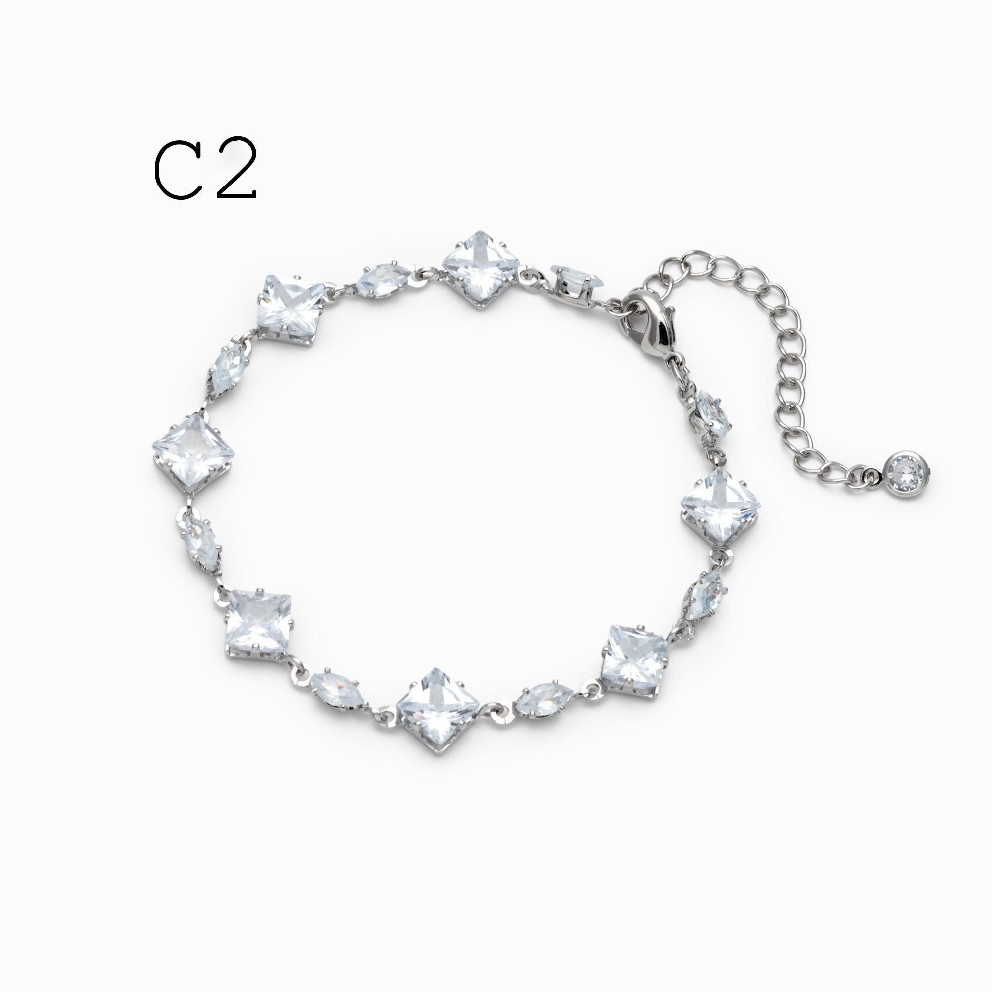 Sparkly CZ Pave Bracelet, Beaded Tennis Bracelets, Gold/ Rhodium plated Brass, Geometric Adjustable Bracelet (GB-4695)