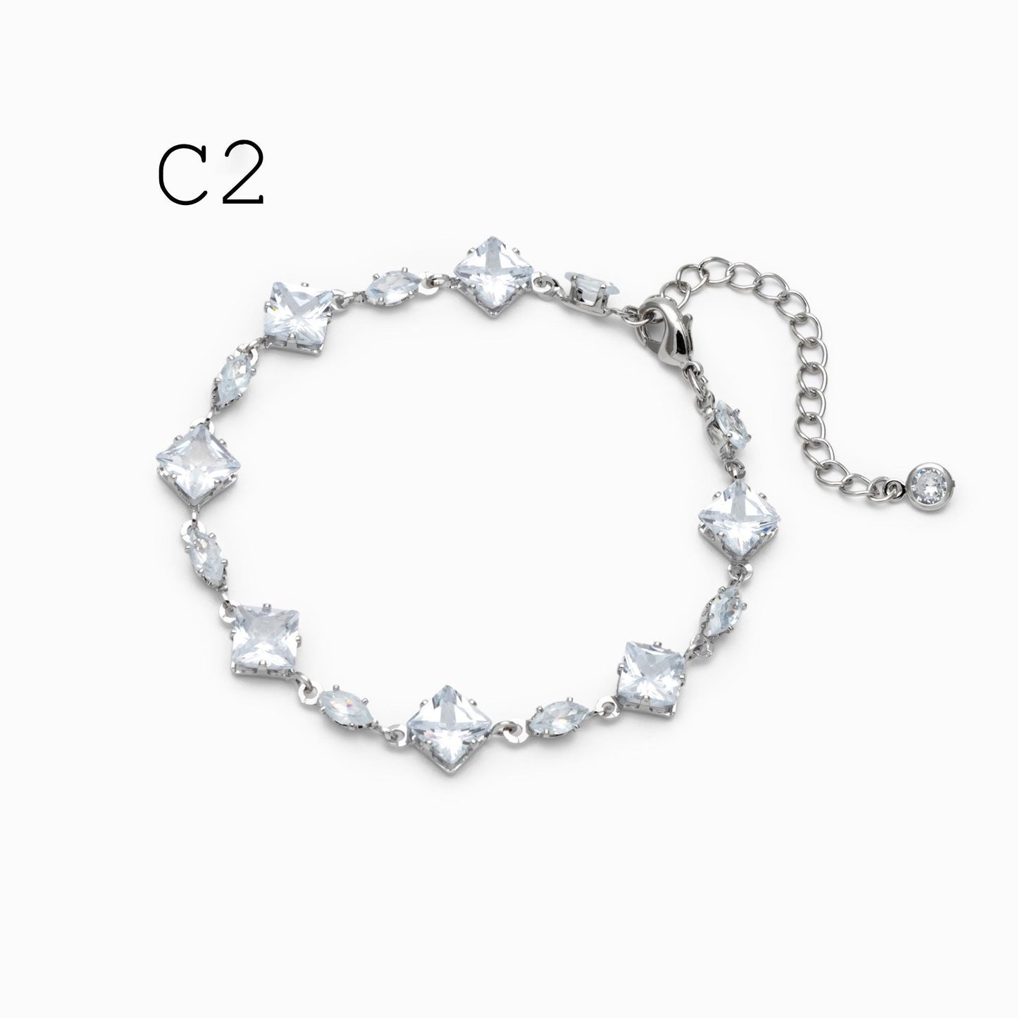 Sparkly CZ Pave Bracelet, Beaded Tennis Bracelets, Gold/ Rhodium plated Brass, Geometric Adjustable Bracelet (GB-4695)