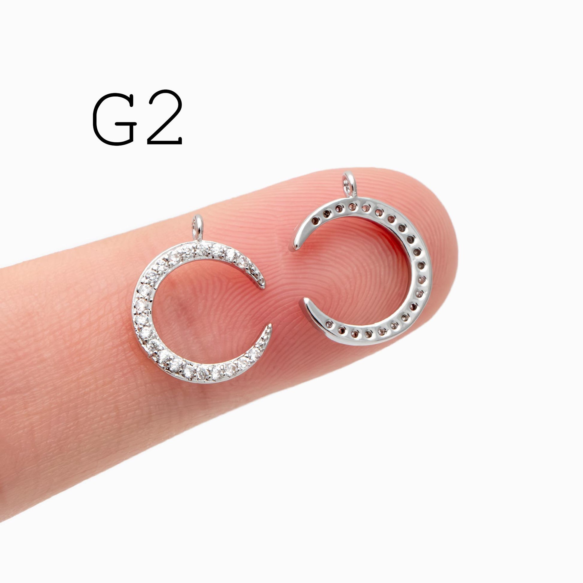 10pcs Gold/ Silver tone Moon Charms , 18K Gold/ Rhodium plated Brass, Moon Connector Pendants (GB-618)