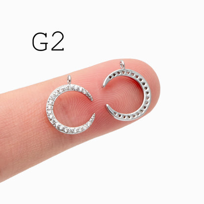 10pcs Gold/ Silver tone Moon Charms , 18K Gold/ Rhodium plated Brass, Moon Connector Pendants (GB-618)