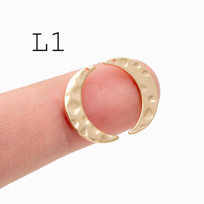 10pcs Gold/ Silver tone Moon Charms , 18K Gold/ Rhodium plated Brass, Moon Connector Pendants (GB-618)