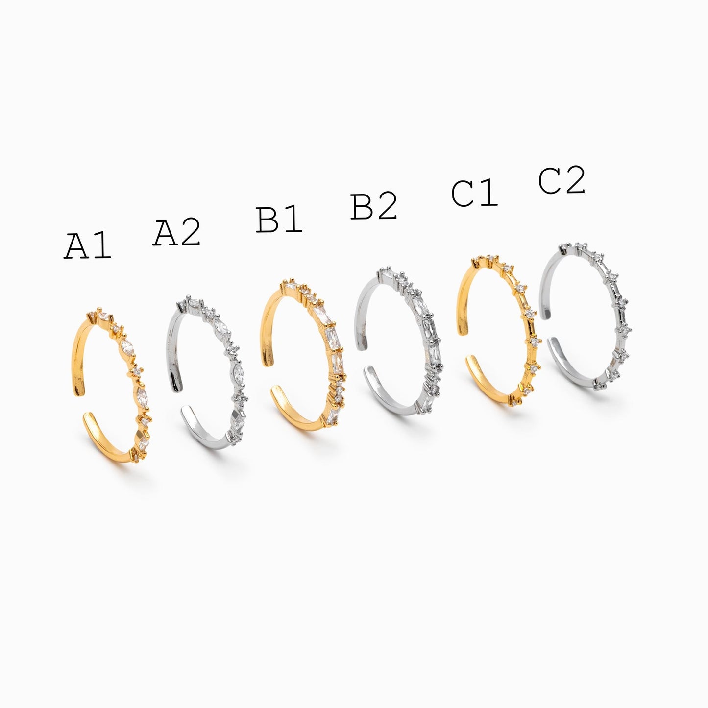 4pcs CZ Pave Finger Ring, Gold/ Rhodium plated Brass, Gift for Her, Stackable Ring, Minimalist Ring(#GB-4687)