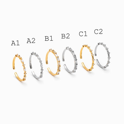 4pcs CZ Pave Finger Ring, Gold/ Rhodium plated Brass, Gift for Her, Stackable Ring, Minimalist Ring(#GB-4687)