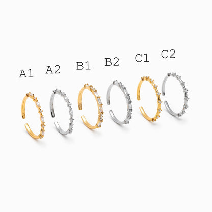 4pcs CZ Pave Finger Ring, Gold/ Rhodium plated Brass, Gift for Her, Stackable Ring, Minimalist Ring(#GB-4687)
