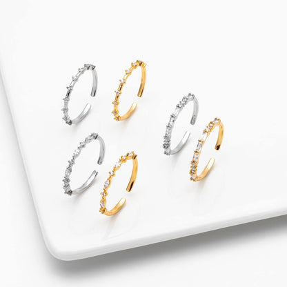 4pcs CZ Pave Finger Ring, Gold/ Rhodium plated Brass, Gift for Her, Stackable Ring, Minimalist Ring(#GB-4687)