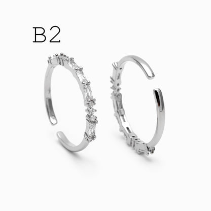 4pcs CZ Pave Finger Ring, Gold/ Rhodium plated Brass, Gift for Her, Stackable Ring, Minimalist Ring(#GB-4687)
