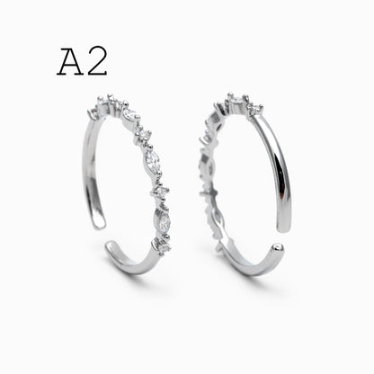 4pcs CZ Pave Finger Ring, Gold/ Rhodium plated Brass, Gift for Her, Stackable Ring, Minimalist Ring(#GB-4687)