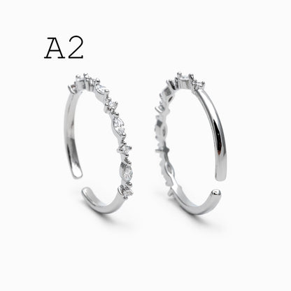 4pcs CZ Pave Finger Ring, Gold/ Rhodium plated Brass, Gift for Her, Stackable Ring, Minimalist Ring(#JZ-025)