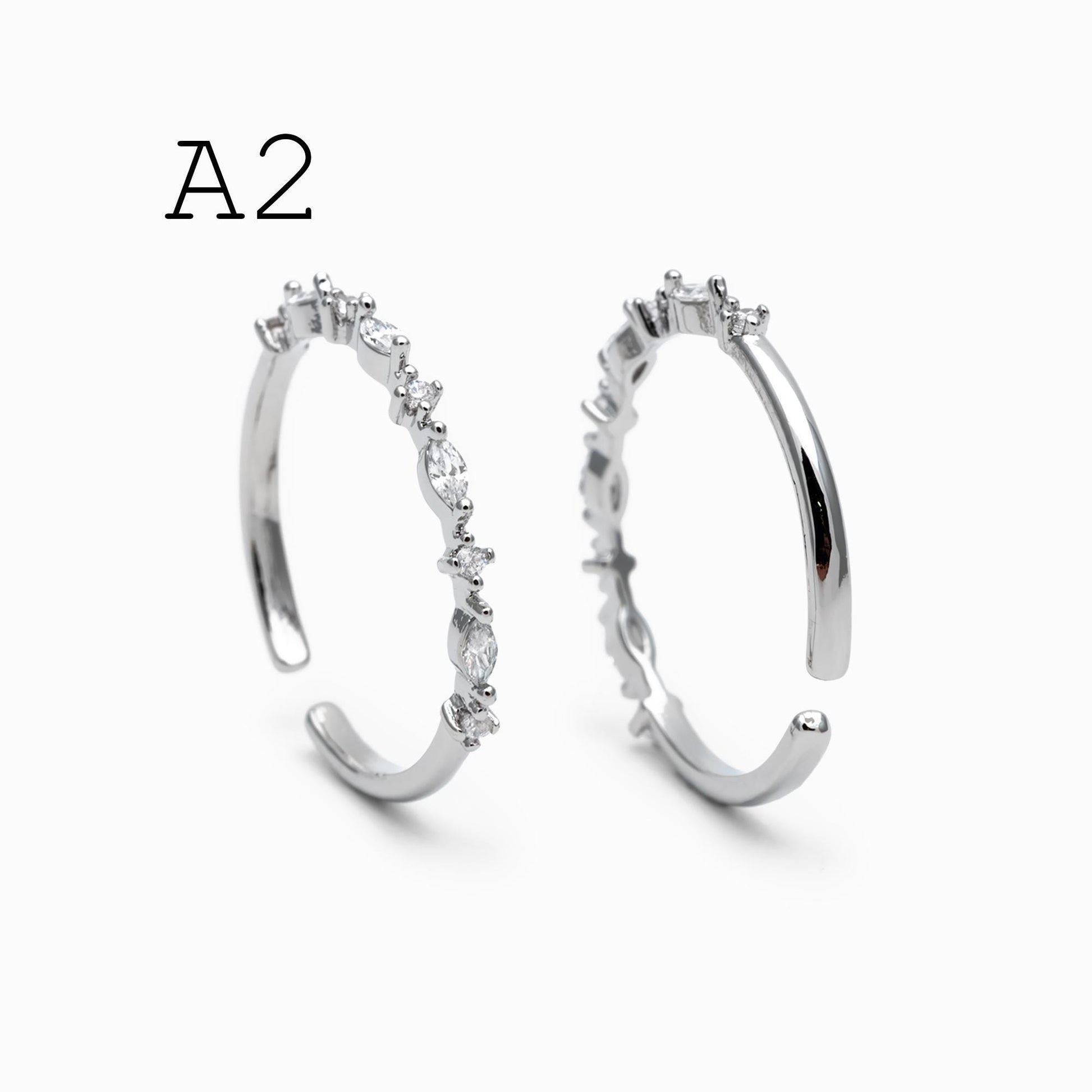 4pcs CZ Pave Finger Ring, Gold/ Rhodium plated Brass, Gift for Her, Stackable Ring, Minimalist Ring(#GB-4687)