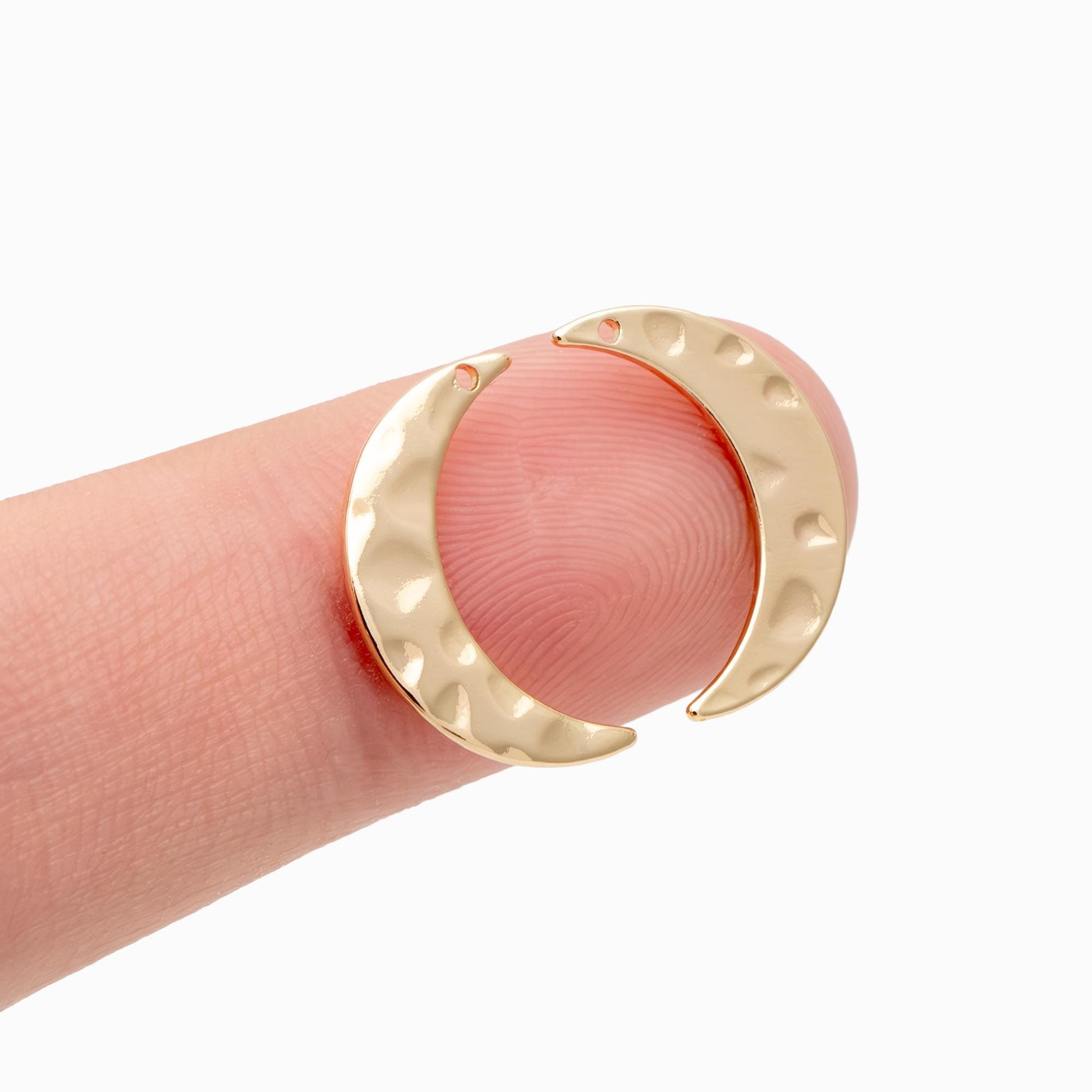 10pcs Gold/ Silver Tone Hammered Moon Charms 16mm, Gold/ Rhodium plated Brass Moon Pendant (GB-618-L)