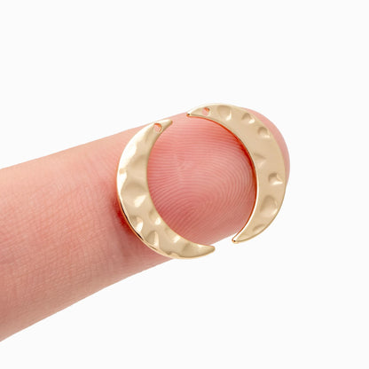 10pcs Gold/ Silver Tone Hammered Moon Charms 16mm, Gold/ Rhodium plated Brass Moon Pendant (GB-618-L)